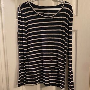 Caslon Navy and White Striped Long Sleeve Tee